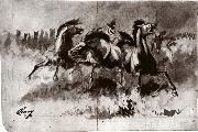 Untitled sketch of wild horses Cary, William
